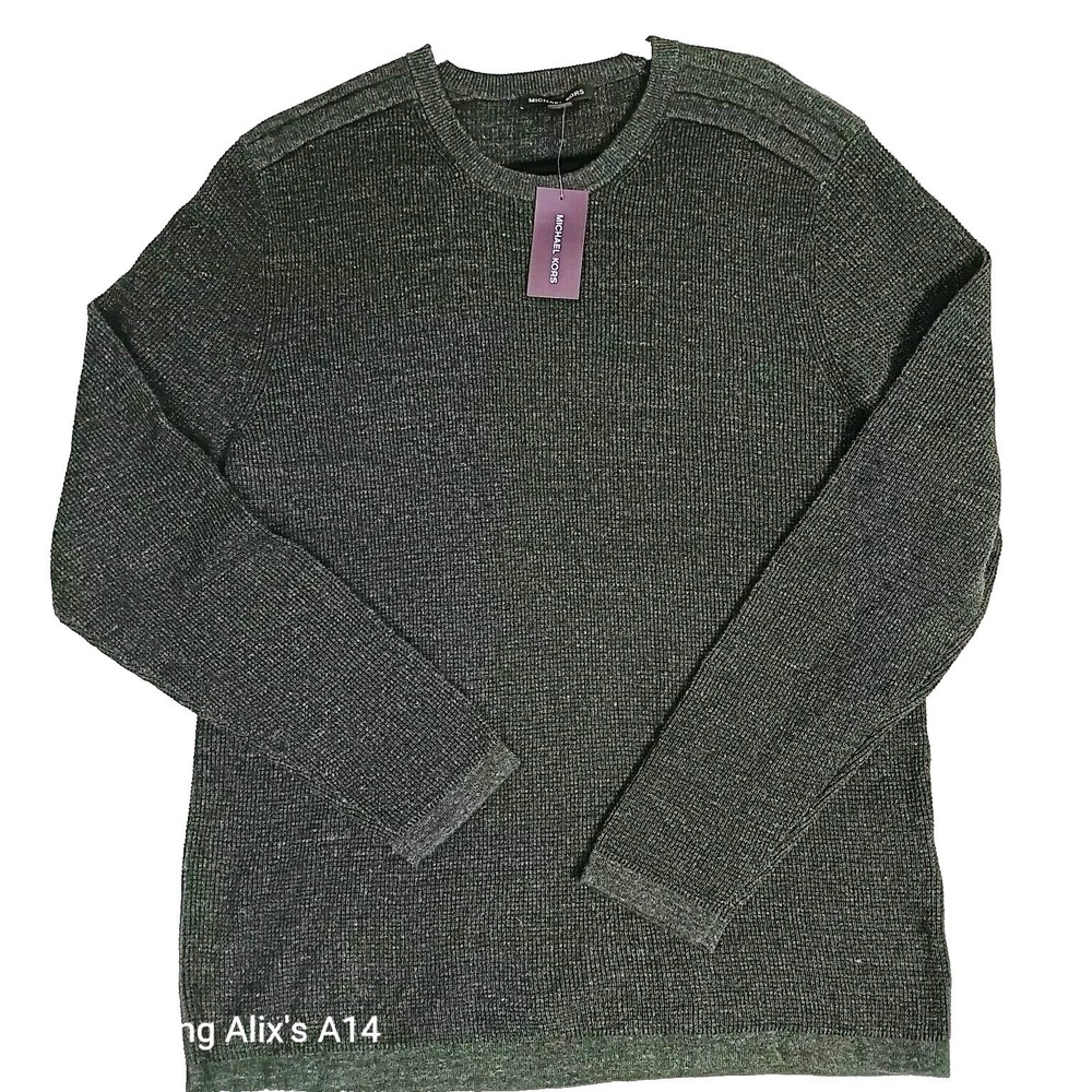 Michael Kors Women's Sweater XL Green Pullover Long Sleeve Cotton‎ Wool Blend